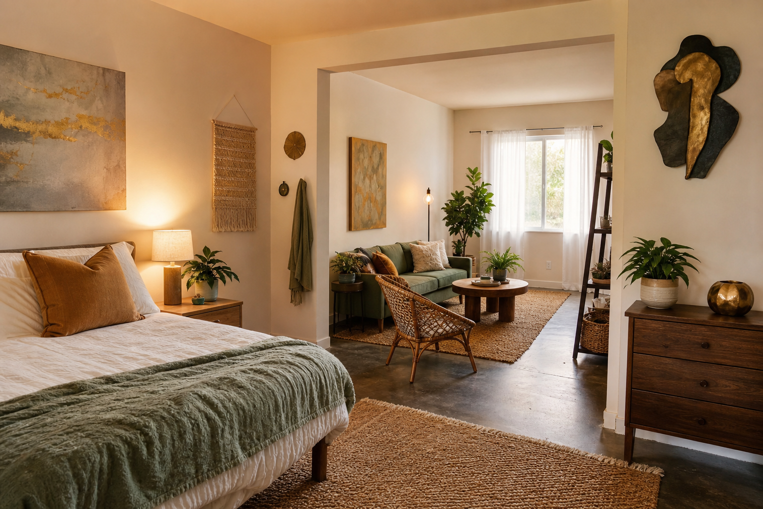 Warm creative bedroom